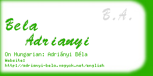 bela adrianyi business card
